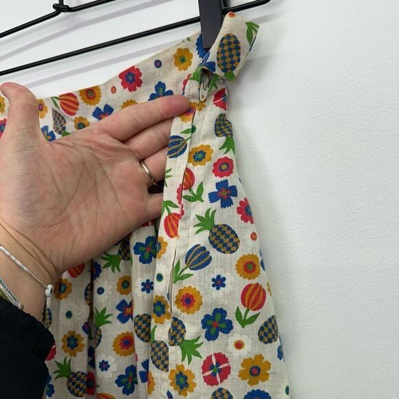 Vintage Small All Over Print Floral Pineapple Maximalist Lightweight A-line Skir - Picture 6 of 9